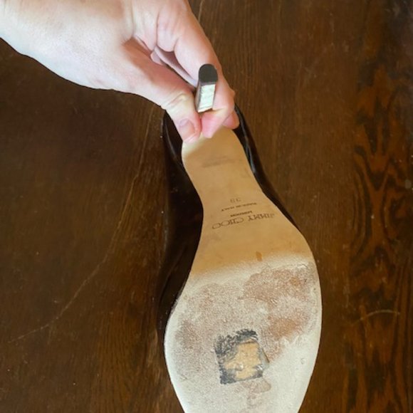 Jimmy Choo Tortoise Shell Patent Leather Pumps - Picture 5 of 9